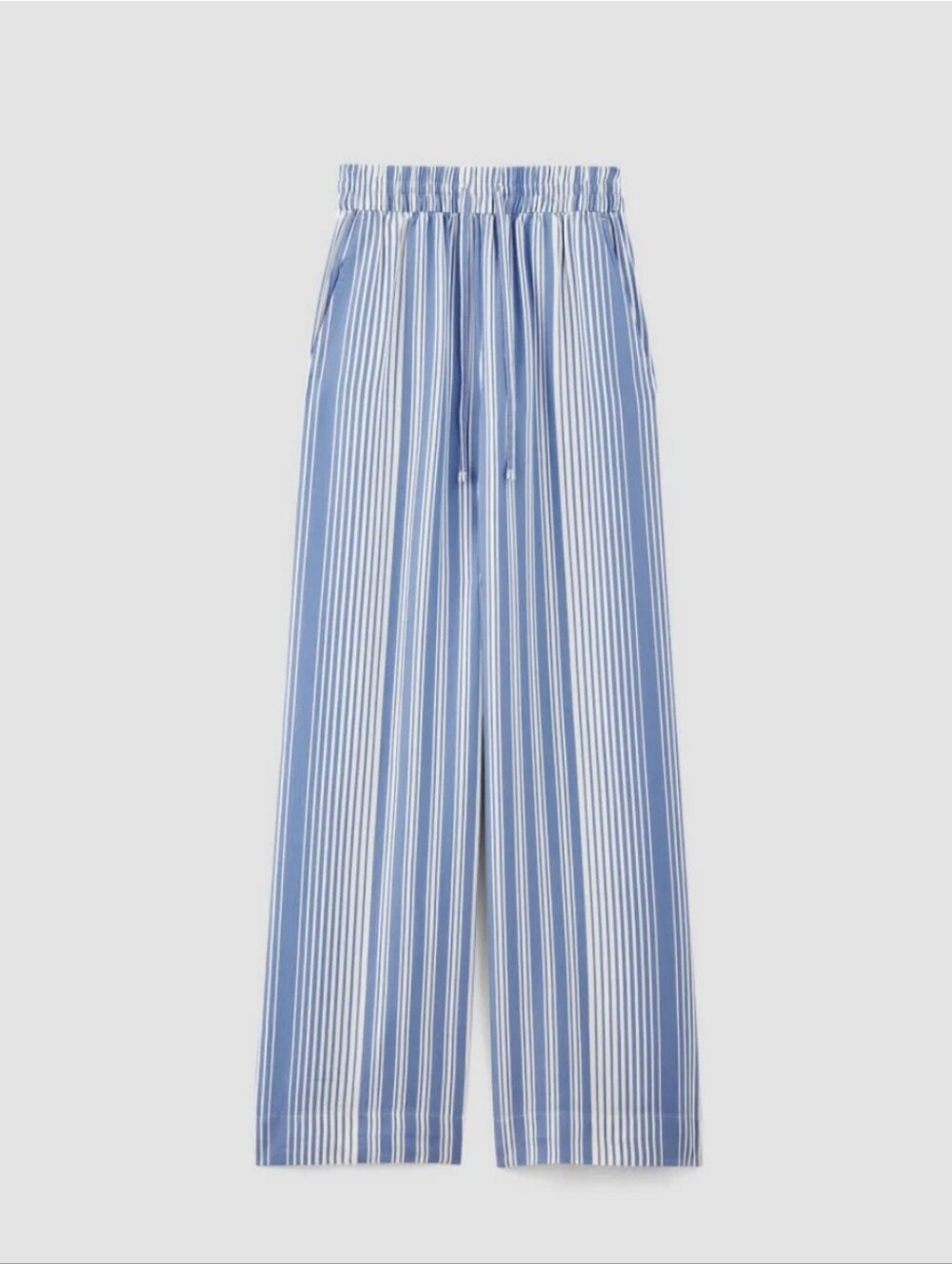 Everlane Blue and White Vertical Stripe Elastic Waist Pants